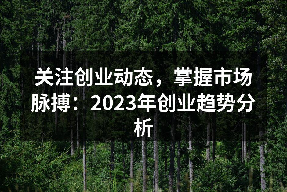 关注创业动态，掌握市场脉搏：2023年创业趋势分析